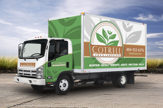 Cotrell Landscaping box truck wrap by Wrap World
