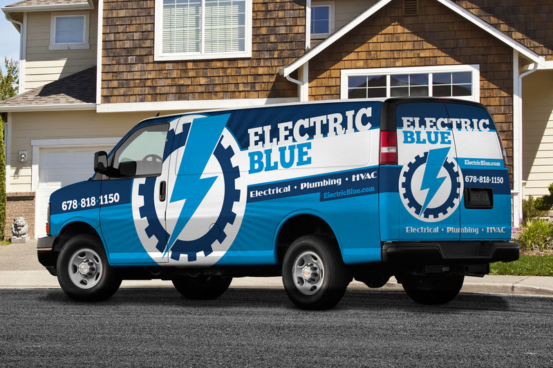 Electric Blue van wrap by Wrap World