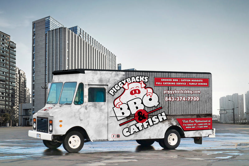 Piggybacks BBQ step van wrap by Wrap World